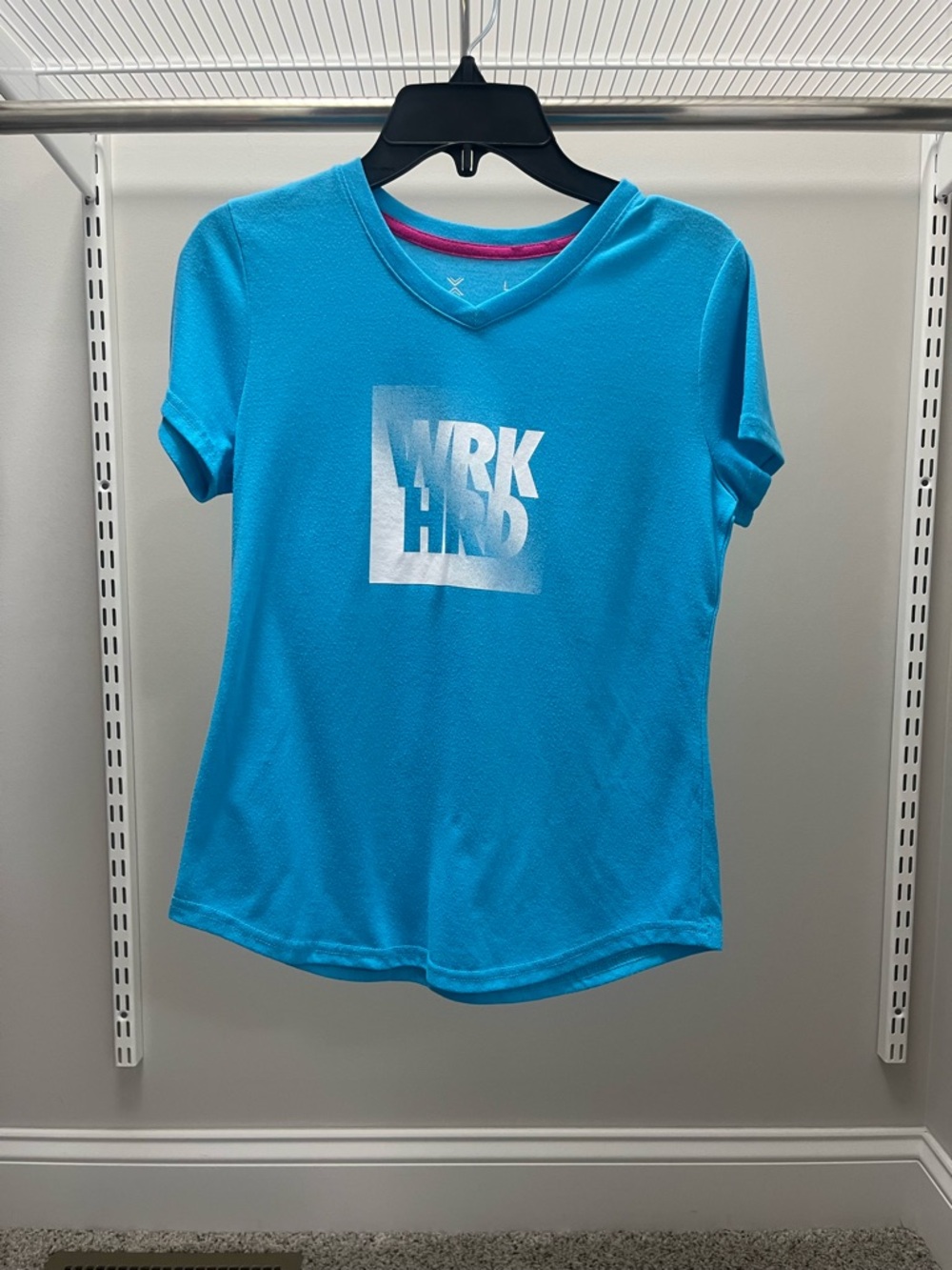 Xersion Bright Turquoise Athletic Tee with Magenta Interior Neck Trim